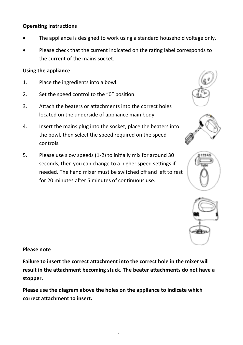 Andrew James AJ000131 Hand Mixer User Manual | Page 5 / 10