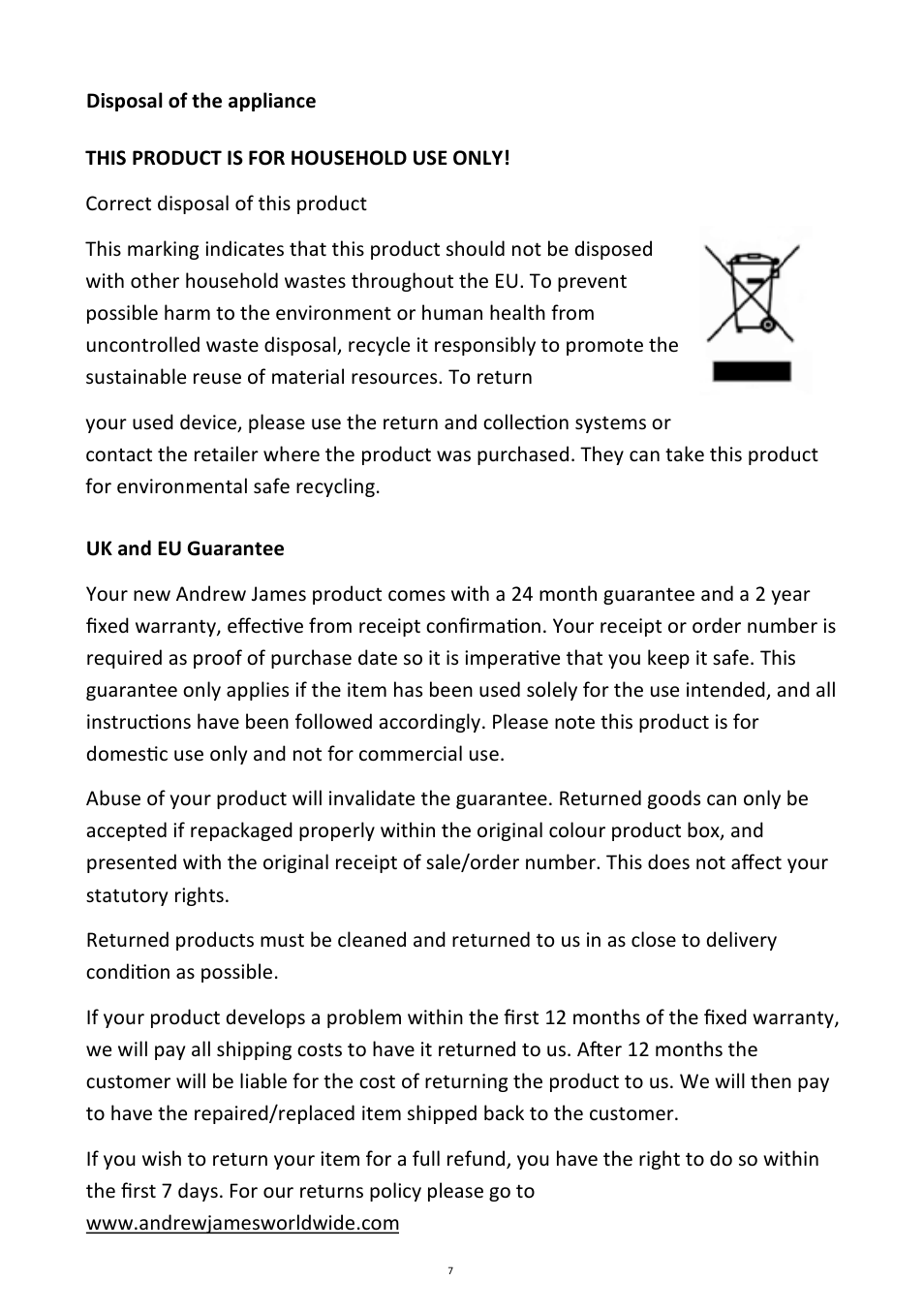 Andrew James AJ000131 Hand Mixer User Manual | Page 7 / 10