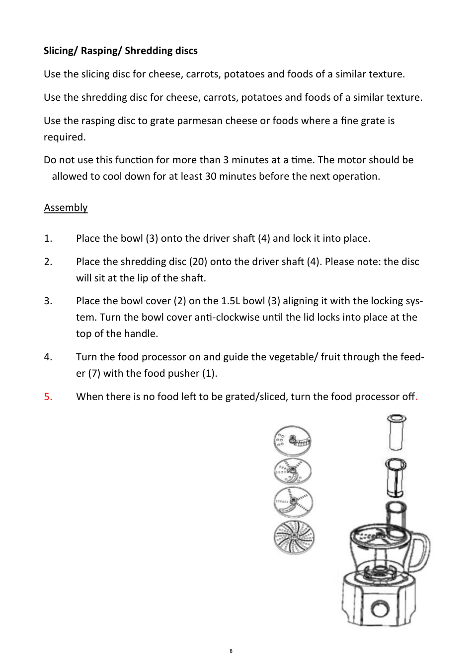 Andrew James AJ000233 Multifunctional Food Processor User Manual | Page 8 / 28