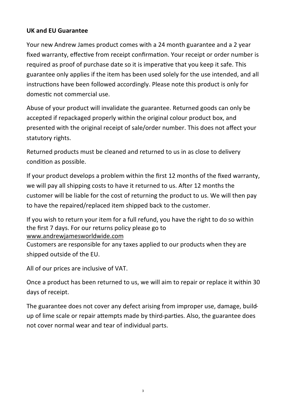 Andrew James AJ000304 Potato Cutter User Manual | Page 3 / 3
