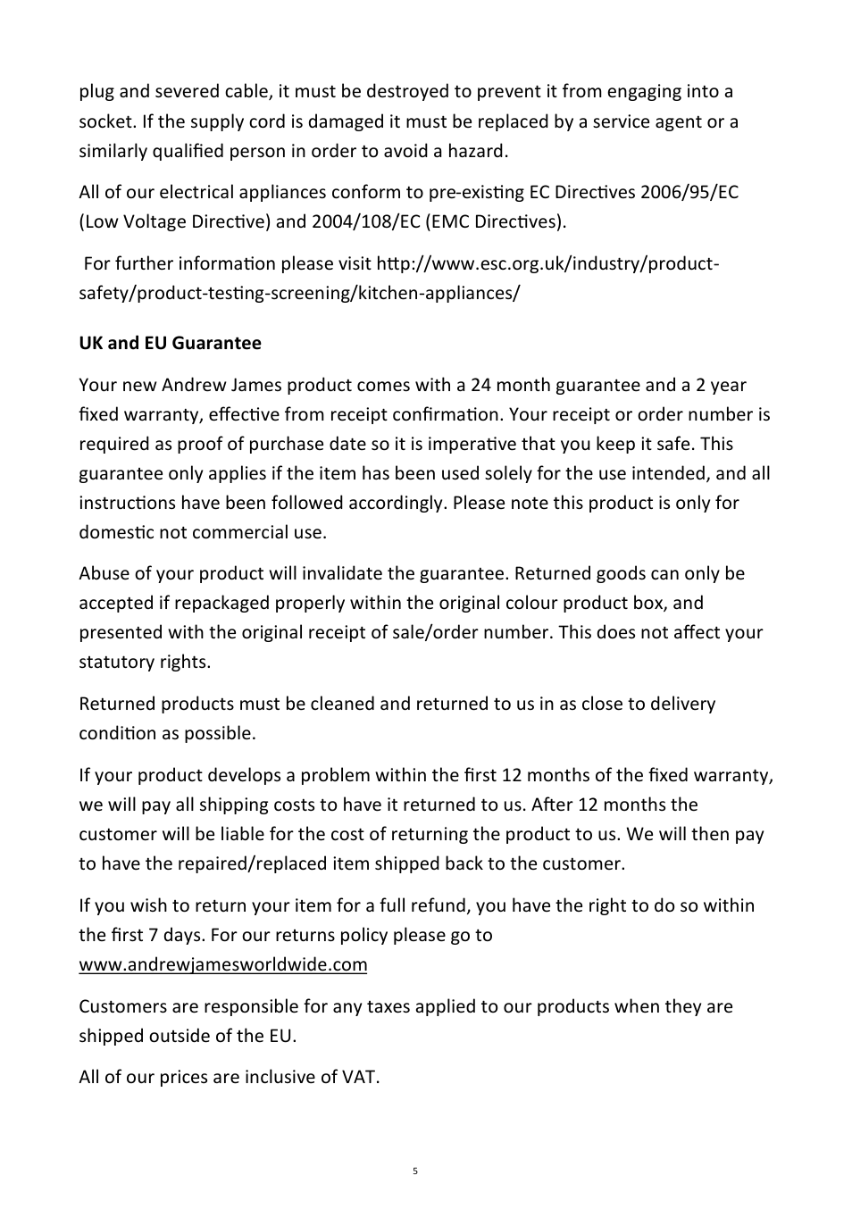 Andrew James AJ000004 Electric Ice Crusher User Manual | Page 5 / 6