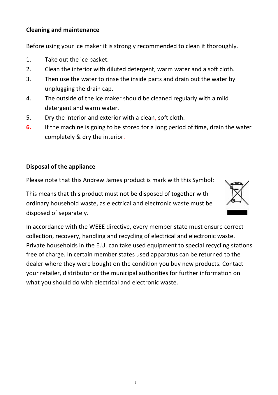 Andrew James AJ000220 Ice Cube Maker User Manual | Page 7 / 10
