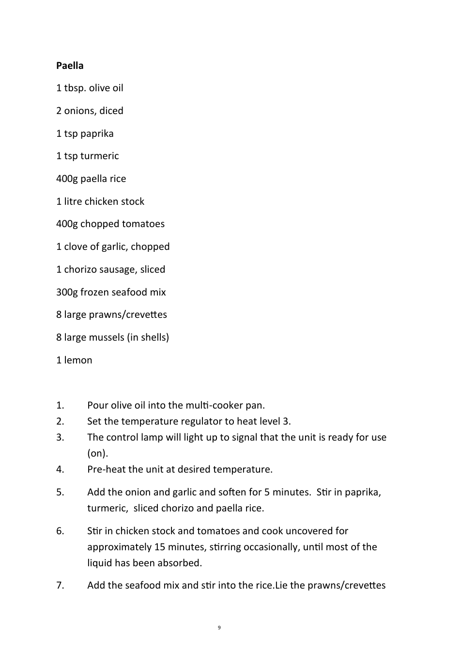 Andrew James AJ000477 Multi Cooker User Manual | Page 9 / 13