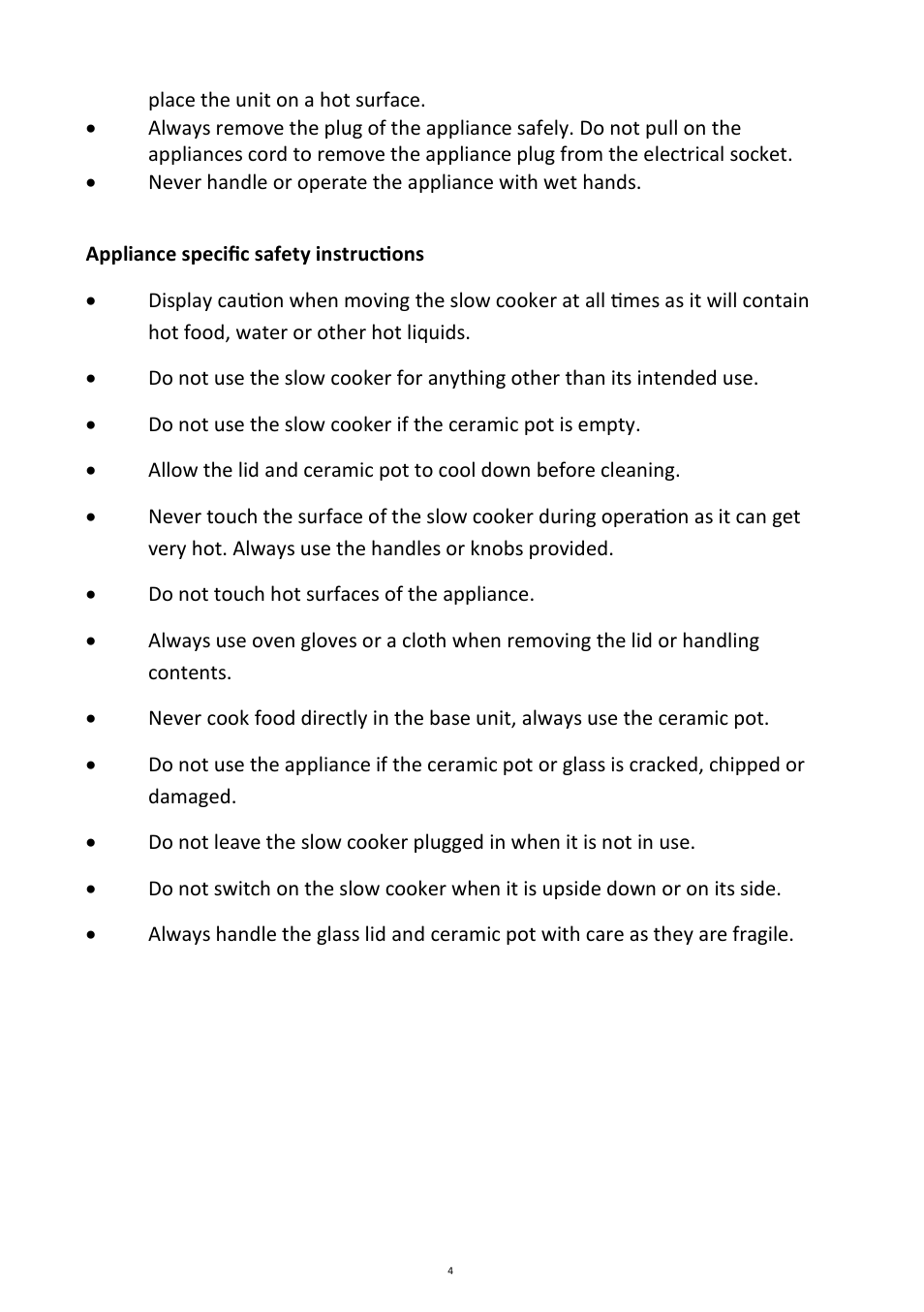 Andrew James AJ000510 1.5 Litre Premium Slow Cooker User Manual | Page 4 / 12