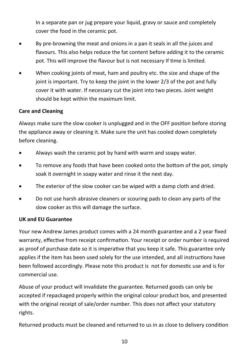 Andrew James AJ000552 5 Litre Digital Slow Cooker User Manual | Page 10 / 13