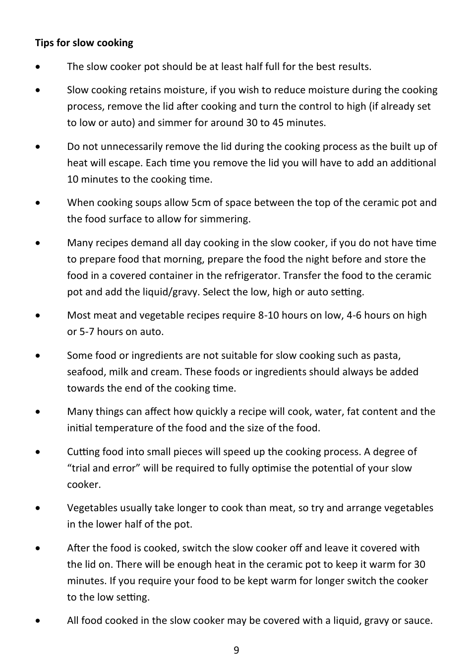 Andrew James AJ000552 5 Litre Digital Slow Cooker User Manual | Page 9 / 13