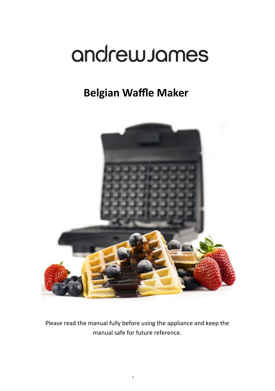 Andrew James AJ000011 Belgian Waffle Maker with Waffle Mix User Manual | 11 pages