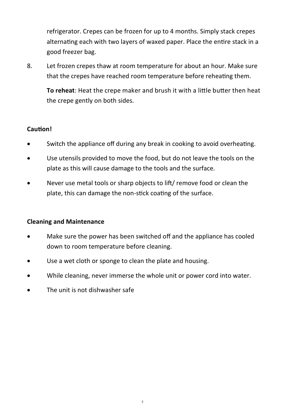 Andrew James AJ000021 Crepe Maker User Manual | Page 7 / 12