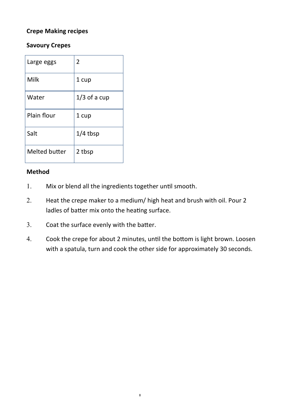 Andrew James AJ000021 Crepe Maker User Manual | Page 8 / 12