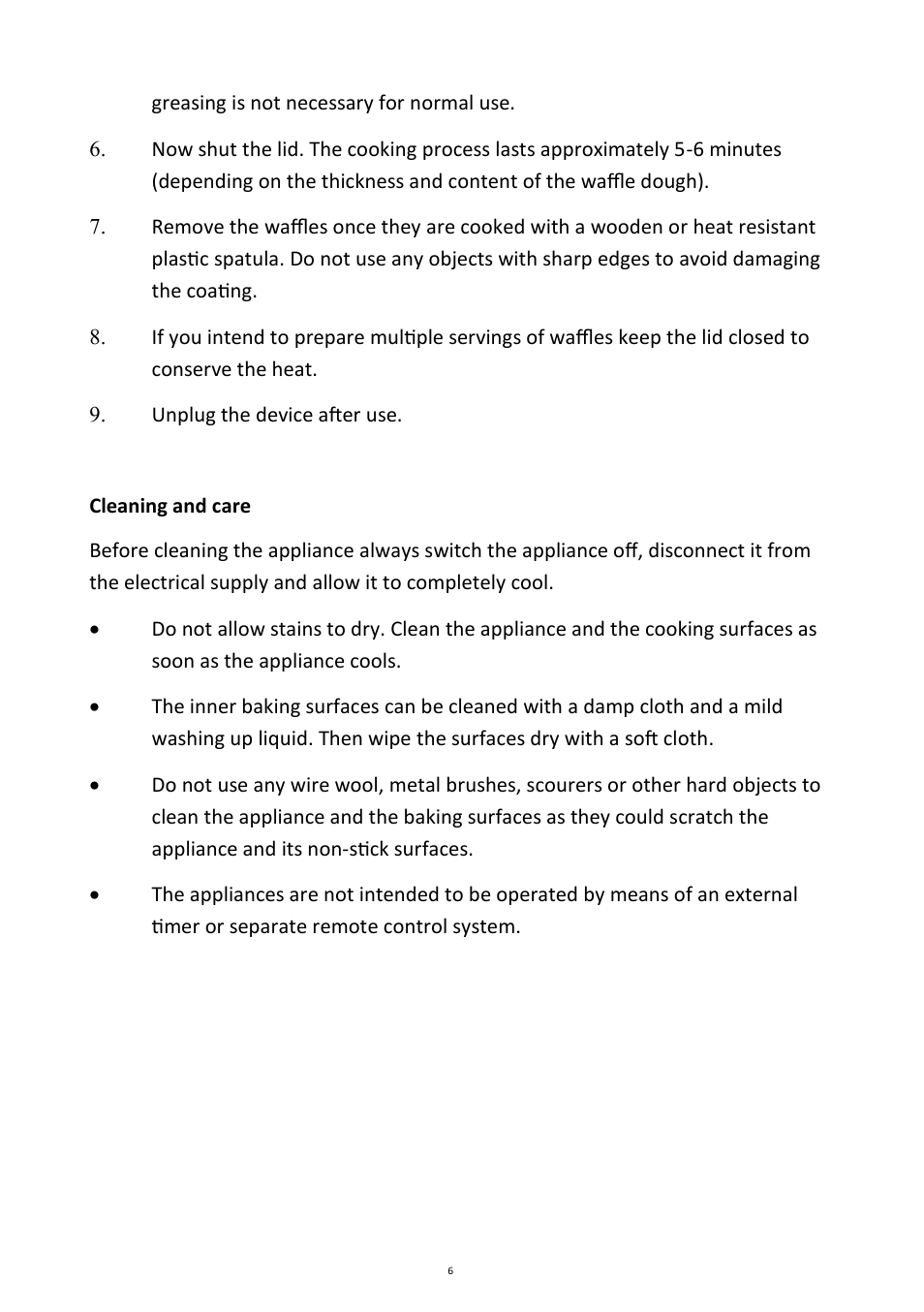 Andrew James AJ000129 Double Waffle Maker with Waffle Mix User Manual | Page 6 / 14