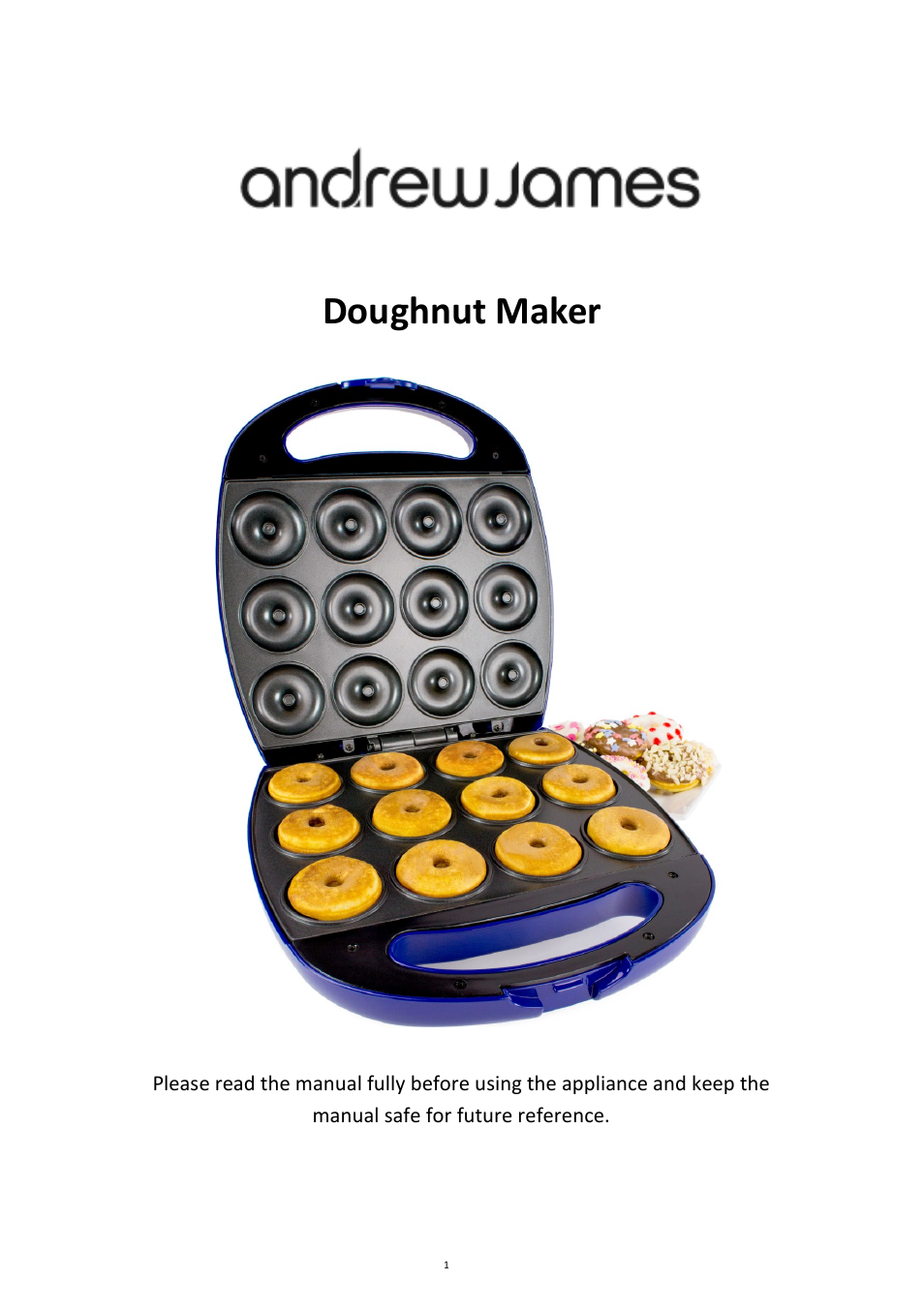 Andrew James AJ000414 12 Doughnut Maker User Manual | 8 pages