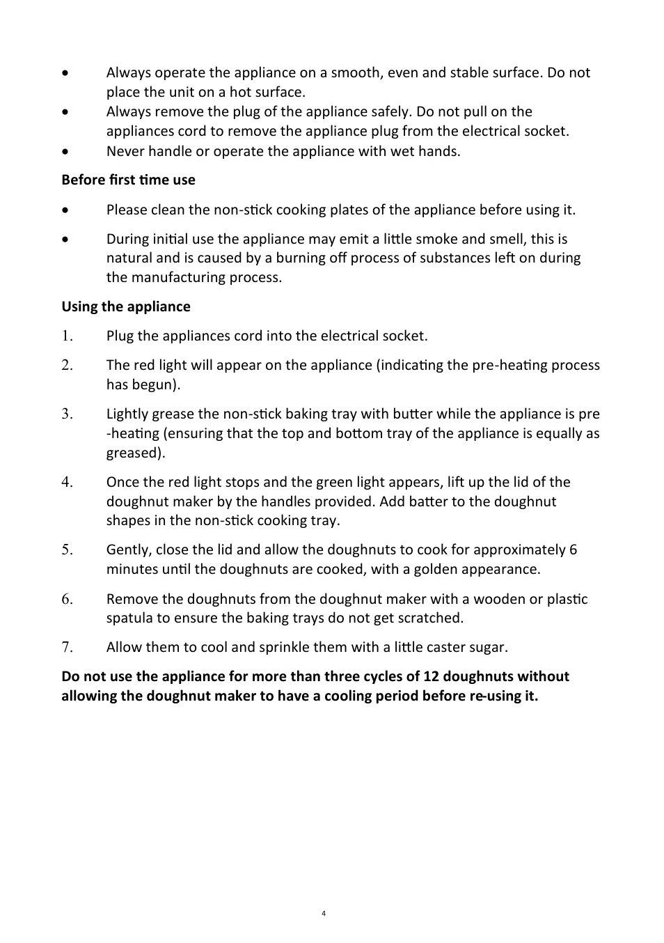 Andrew James AJ000414 12 Doughnut Maker User Manual | Page 4 / 8