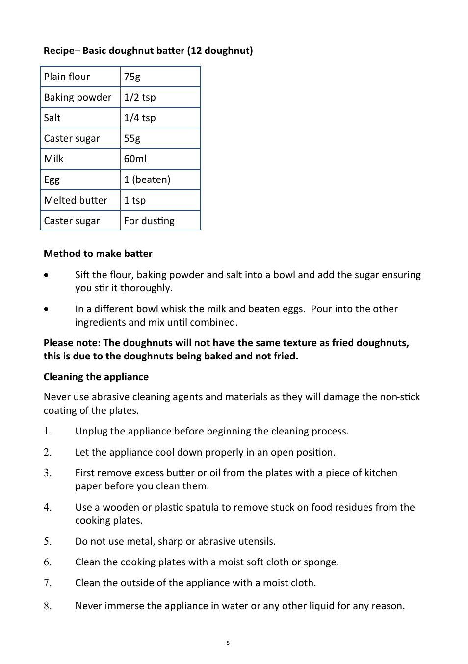 Andrew James AJ000414 12 Doughnut Maker User Manual | Page 5 / 8