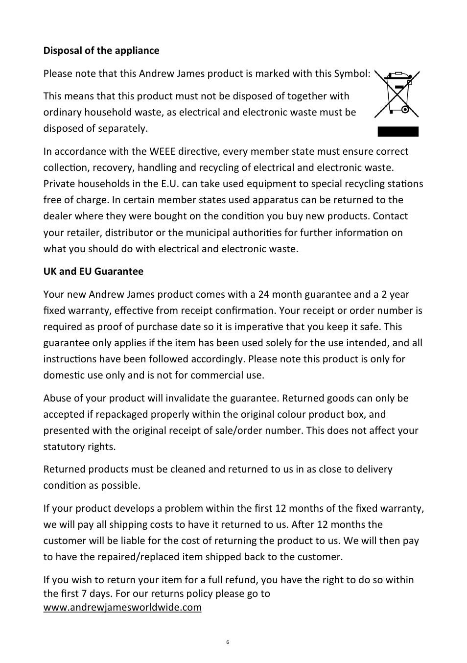 Andrew James AJ000414 12 Doughnut Maker User Manual | Page 6 / 8