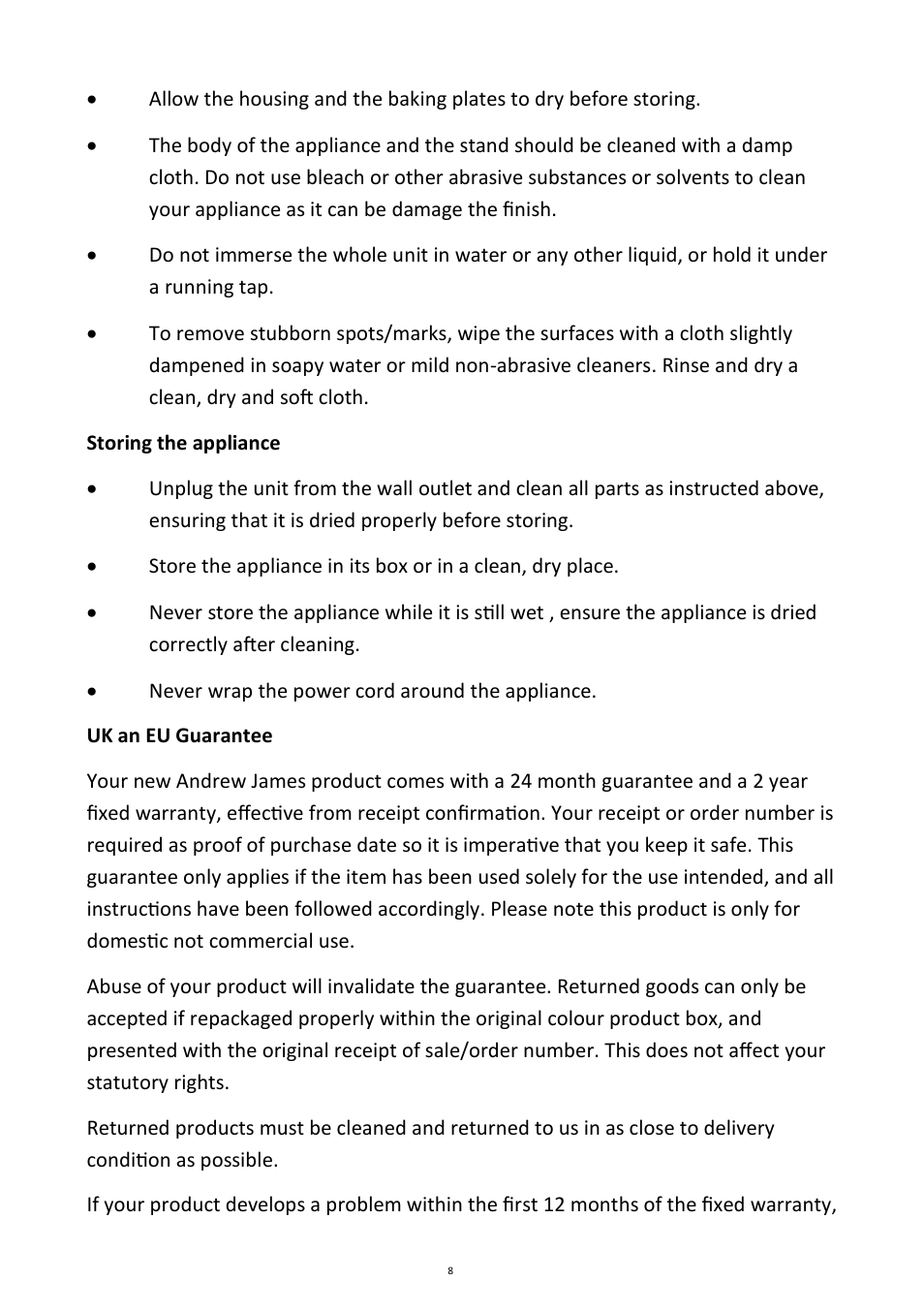 Andrew James AJ000404 7 Hole Doughnut Maker User Manual | Page 8 / 11