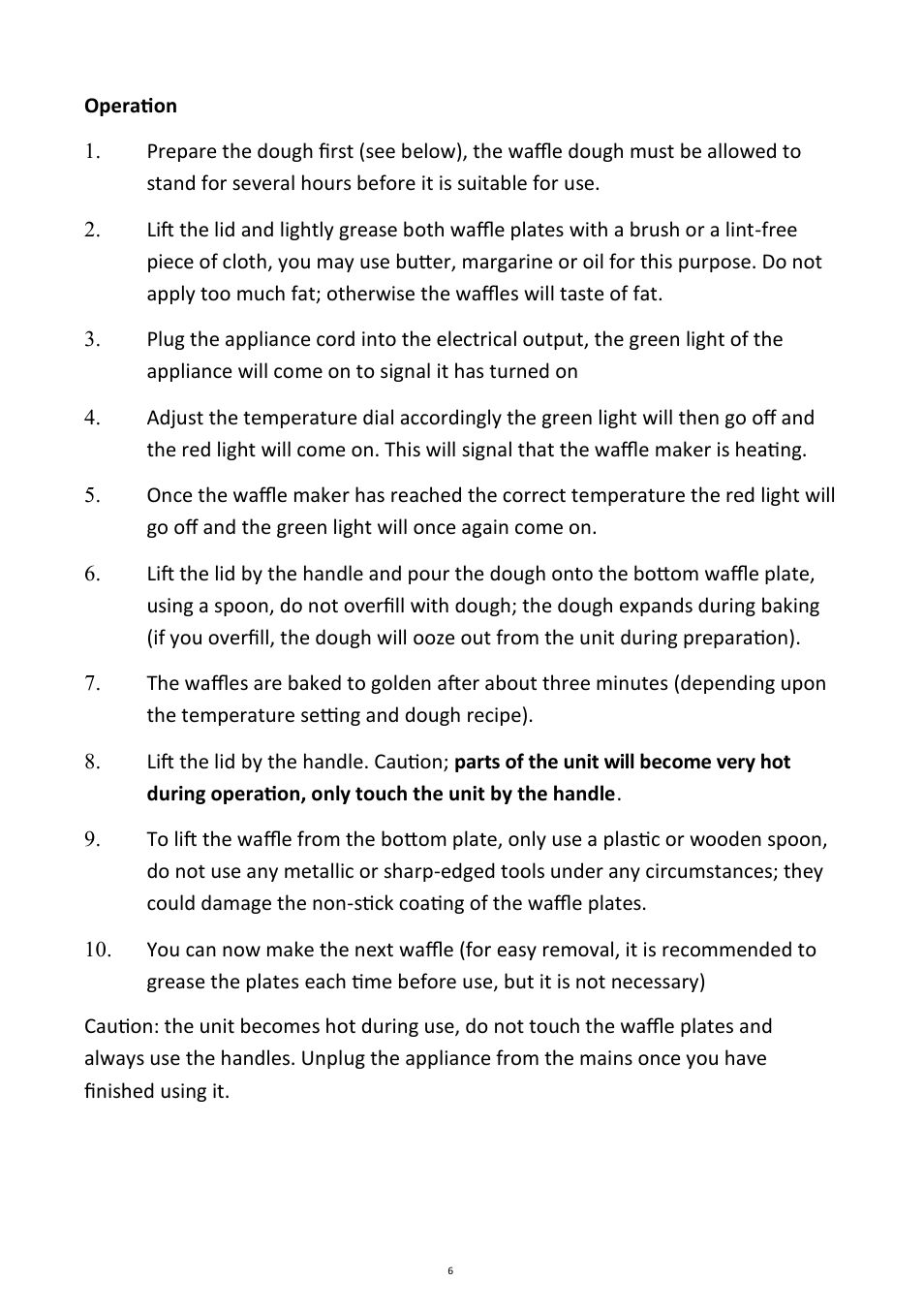 Andrew James AJ000402 Deluxe Waffle Maker User Manual | Page 6 / 11
