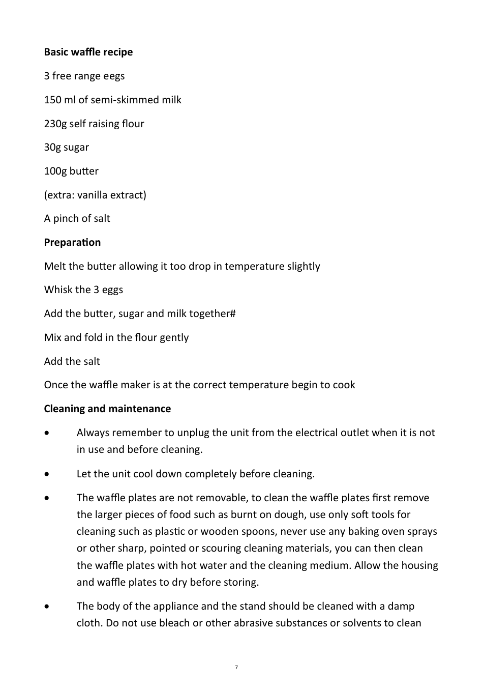 Andrew James AJ000402 Deluxe Waffle Maker User Manual | Page 7 / 11