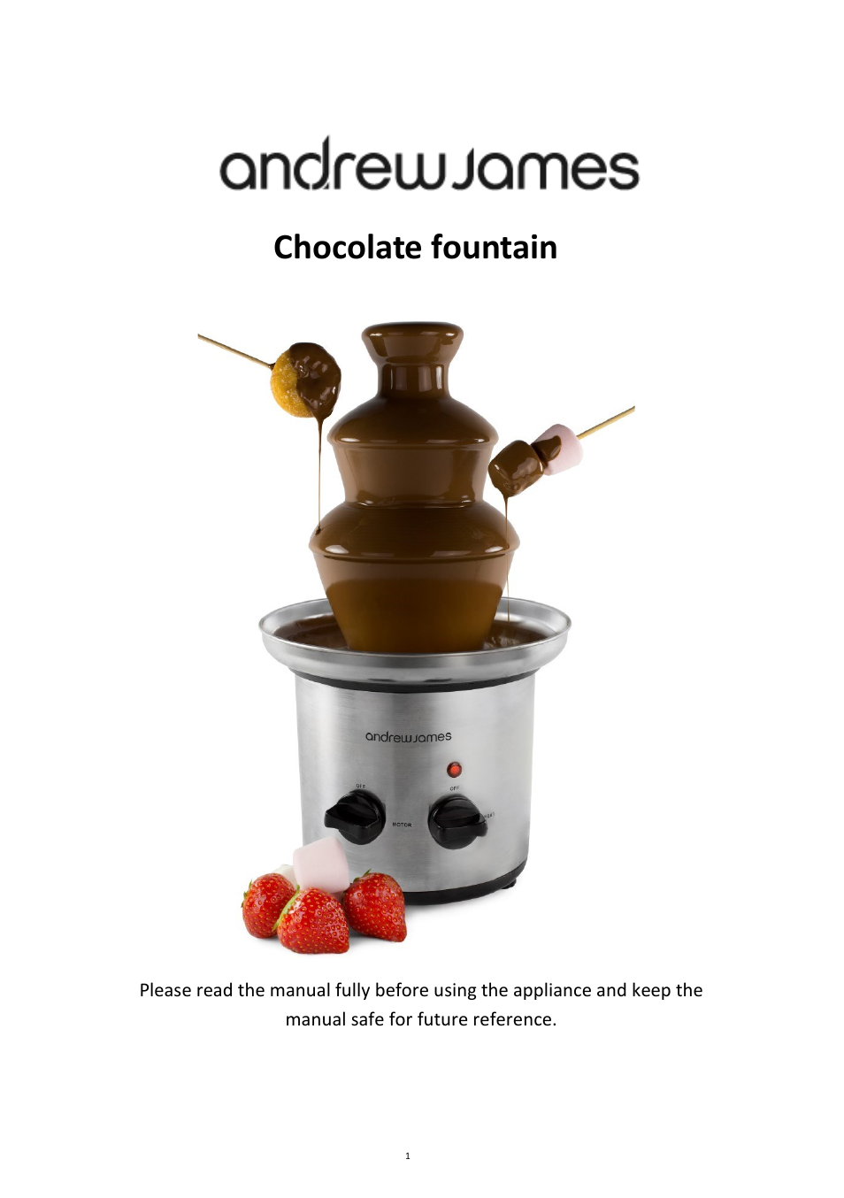 Andrew James AJ000023 Chocolate Fountain User Manual | 11 pages