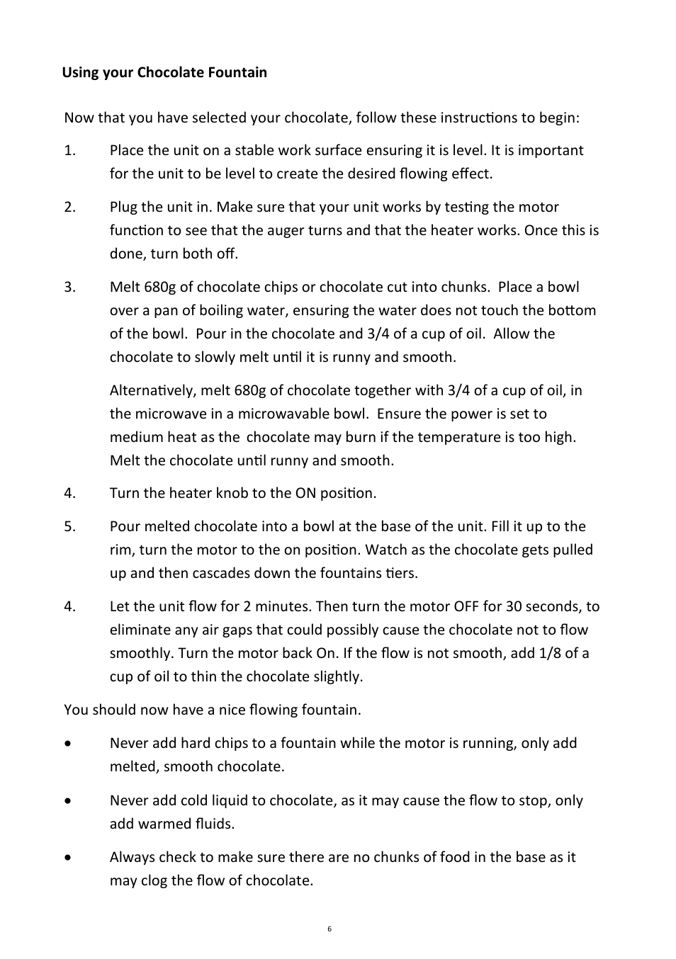 Andrew James AJ000023 Chocolate Fountain User Manual | Page 6 / 11