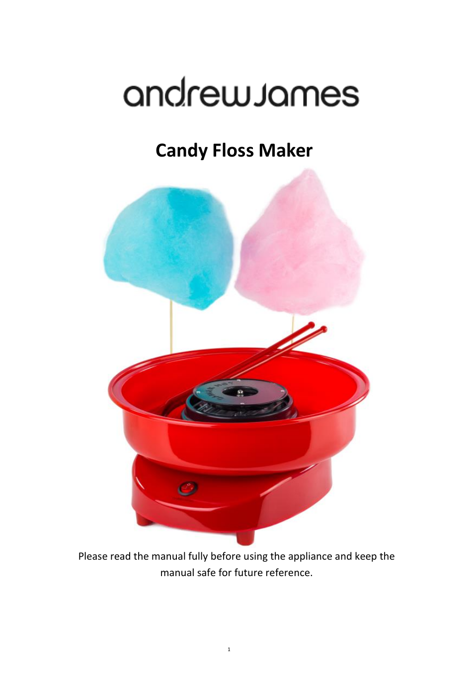 Andrew James AJ000038 Candy Floss Maker User Manual | 12 pages