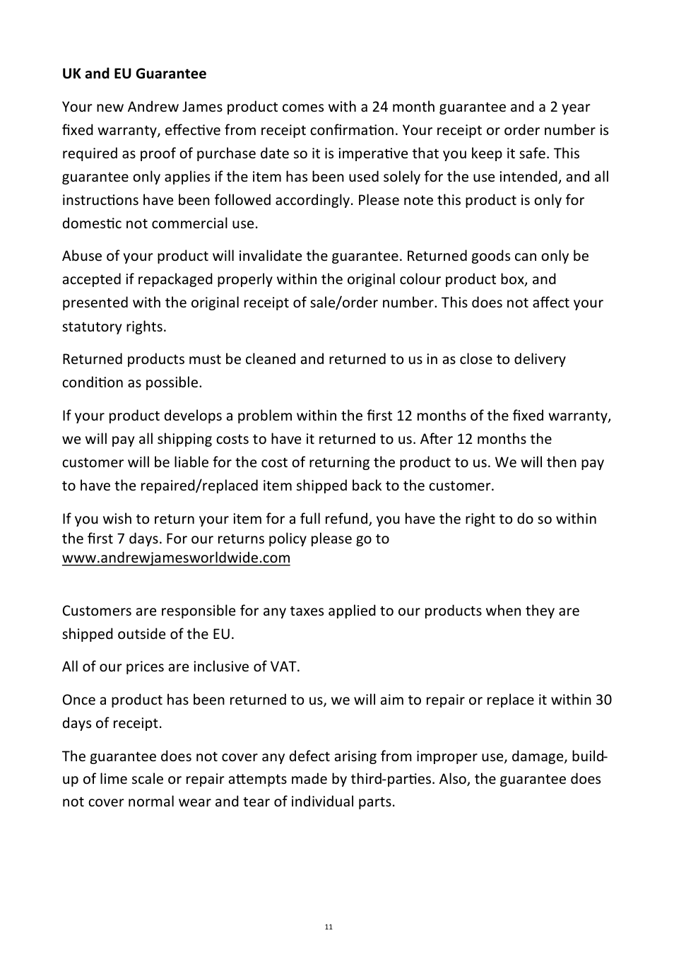 Andrew James AJ000038 Candy Floss Maker User Manual | Page 11 / 12