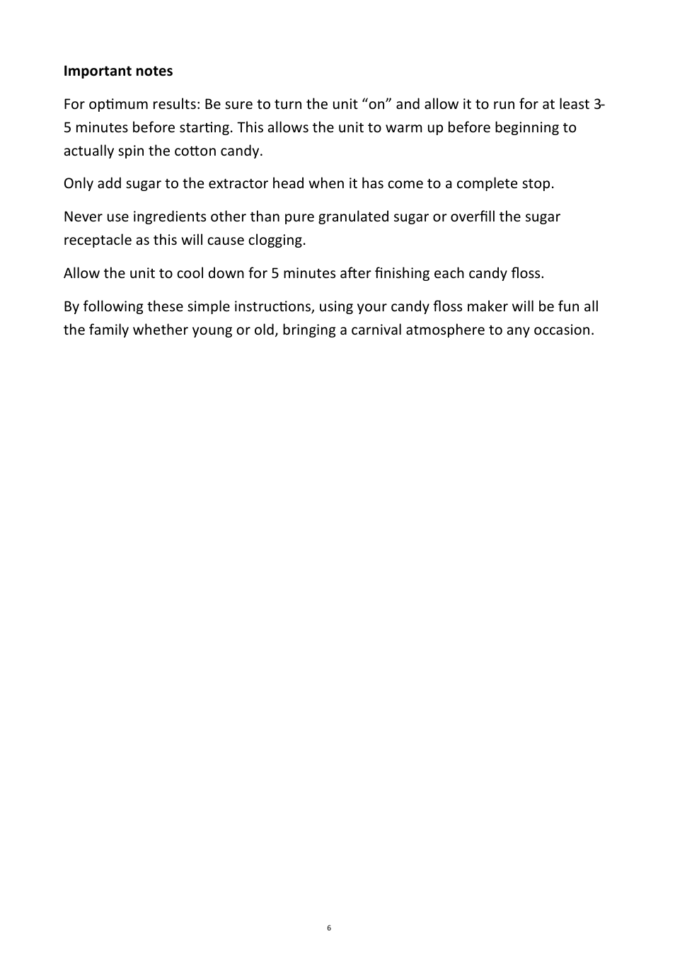 Andrew James AJ000038 Candy Floss Maker User Manual | Page 6 / 12