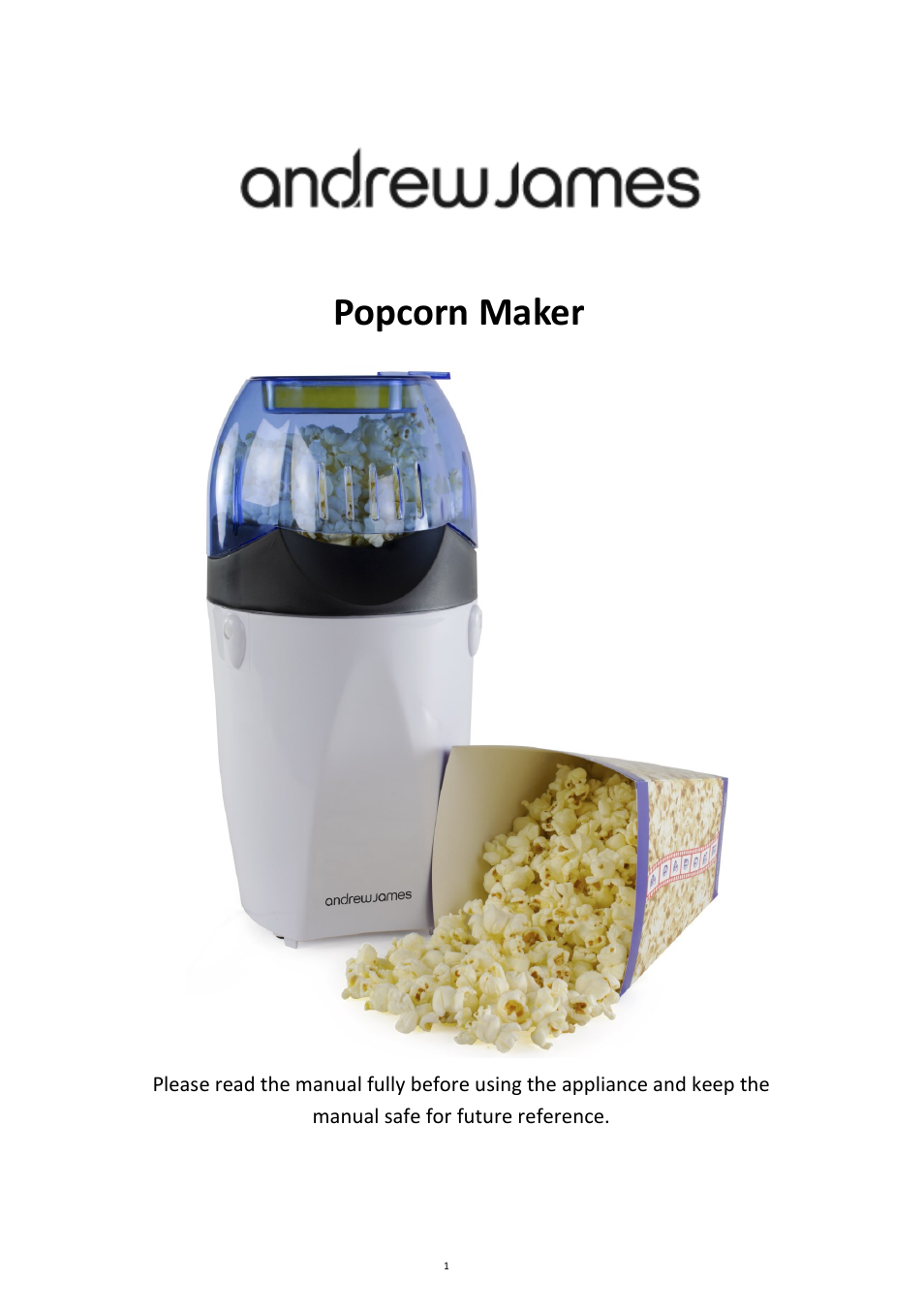 Andrew James AJ000041 Popcorn Maker User Manual | 7 pages
