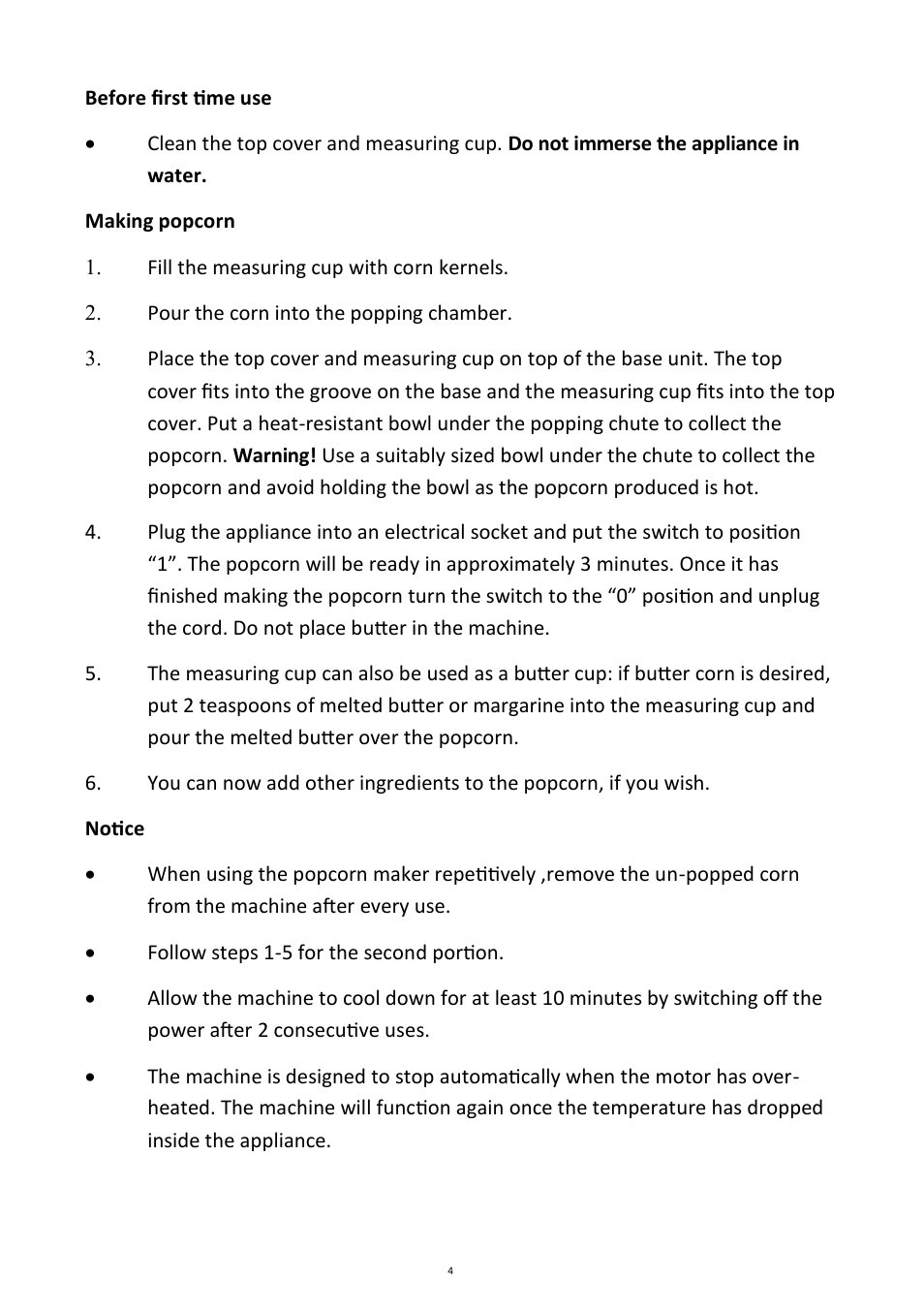 Andrew James AJ000041 Popcorn Maker User Manual | Page 4 / 7