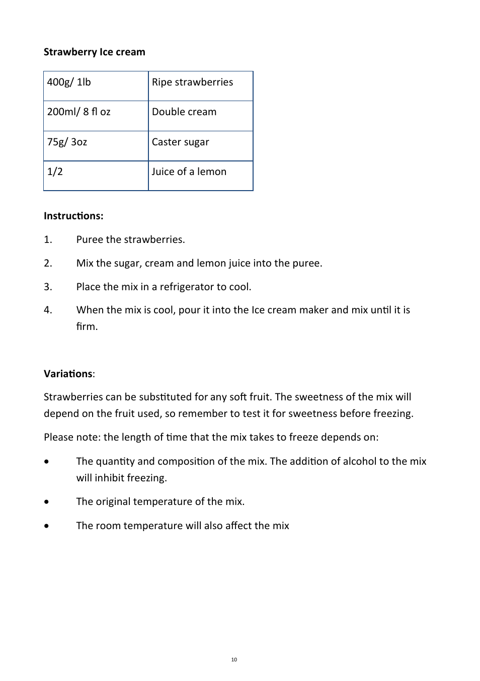 Andrew James AJ000014 Ice Cream Maker with Spare Bowl User Manual | Page 10 / 15