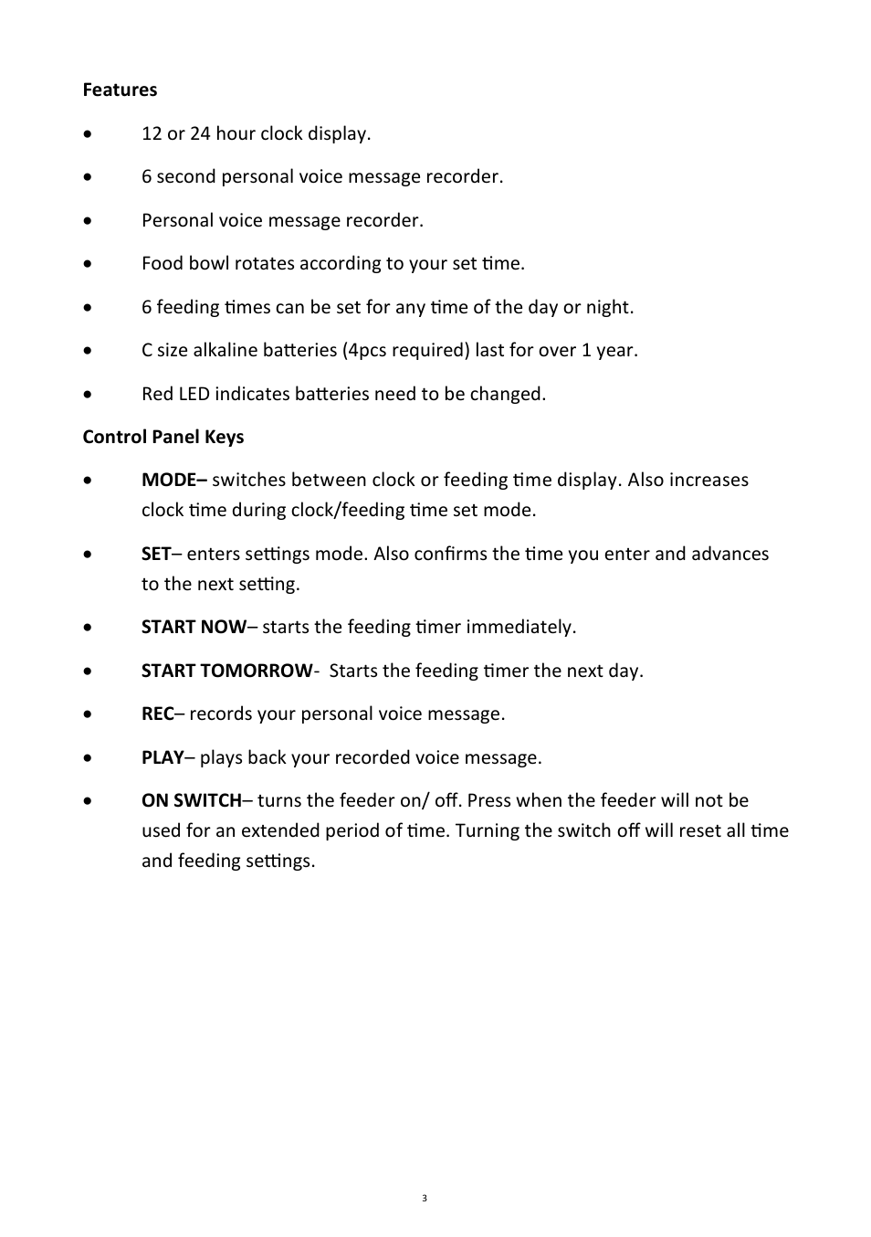 Andrew James AJ000285 6 Day Pet Feeder User Manual | Page 3 / 11