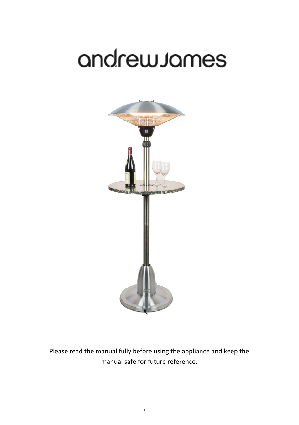 Andrew James AJ000268 Patio Heater User Manual | 12 pages