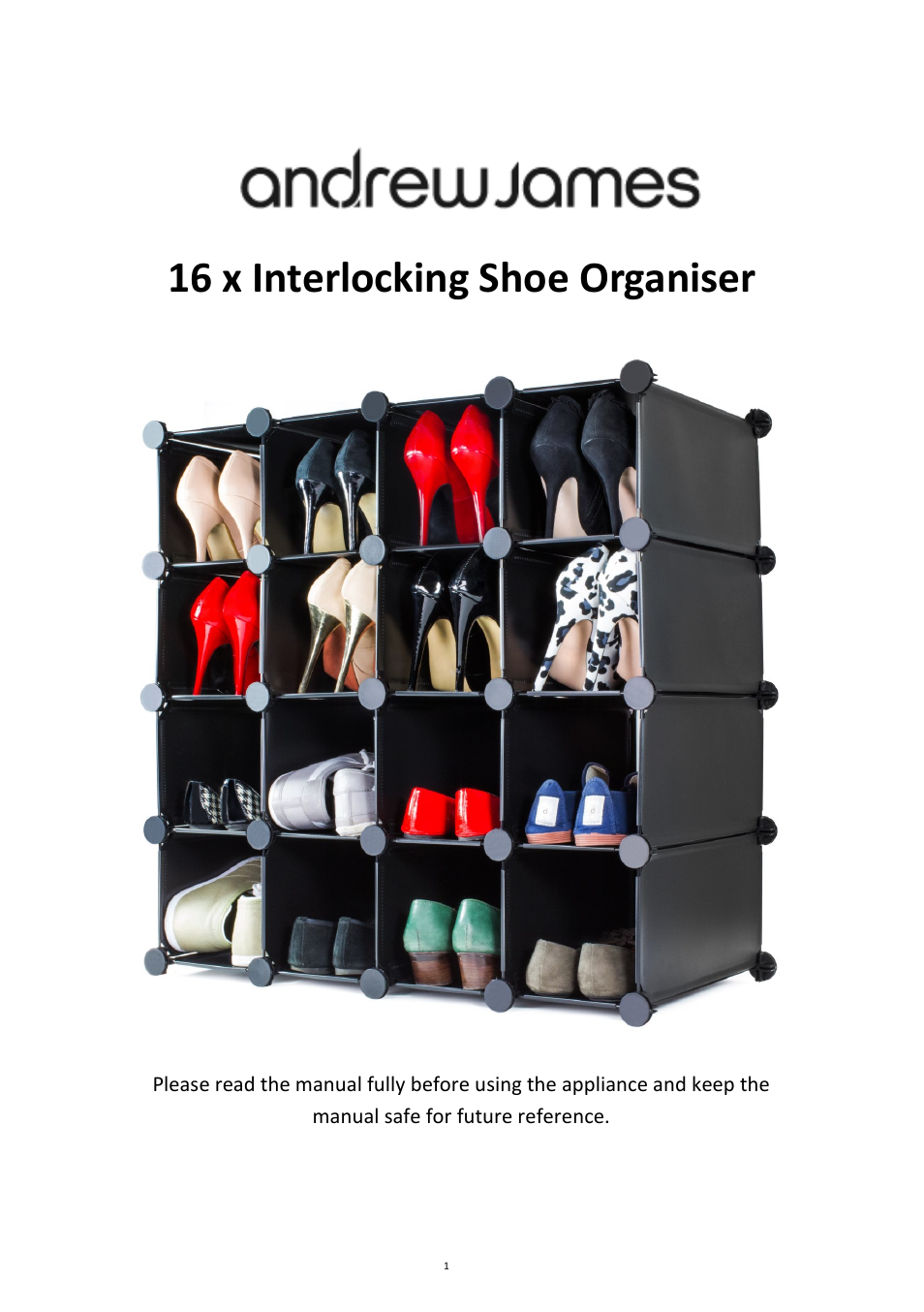 Andrew James AJ000472 16 Hole Shoe Organiser Rack User Manual | 3 pages