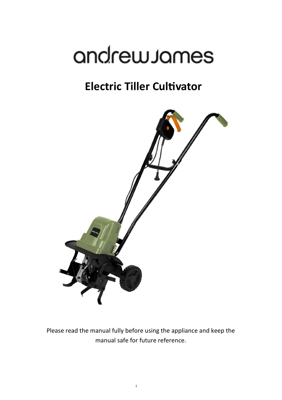 Andrew James AJ000256 Electric Cultivator/Tiller User Manual | 18 pages