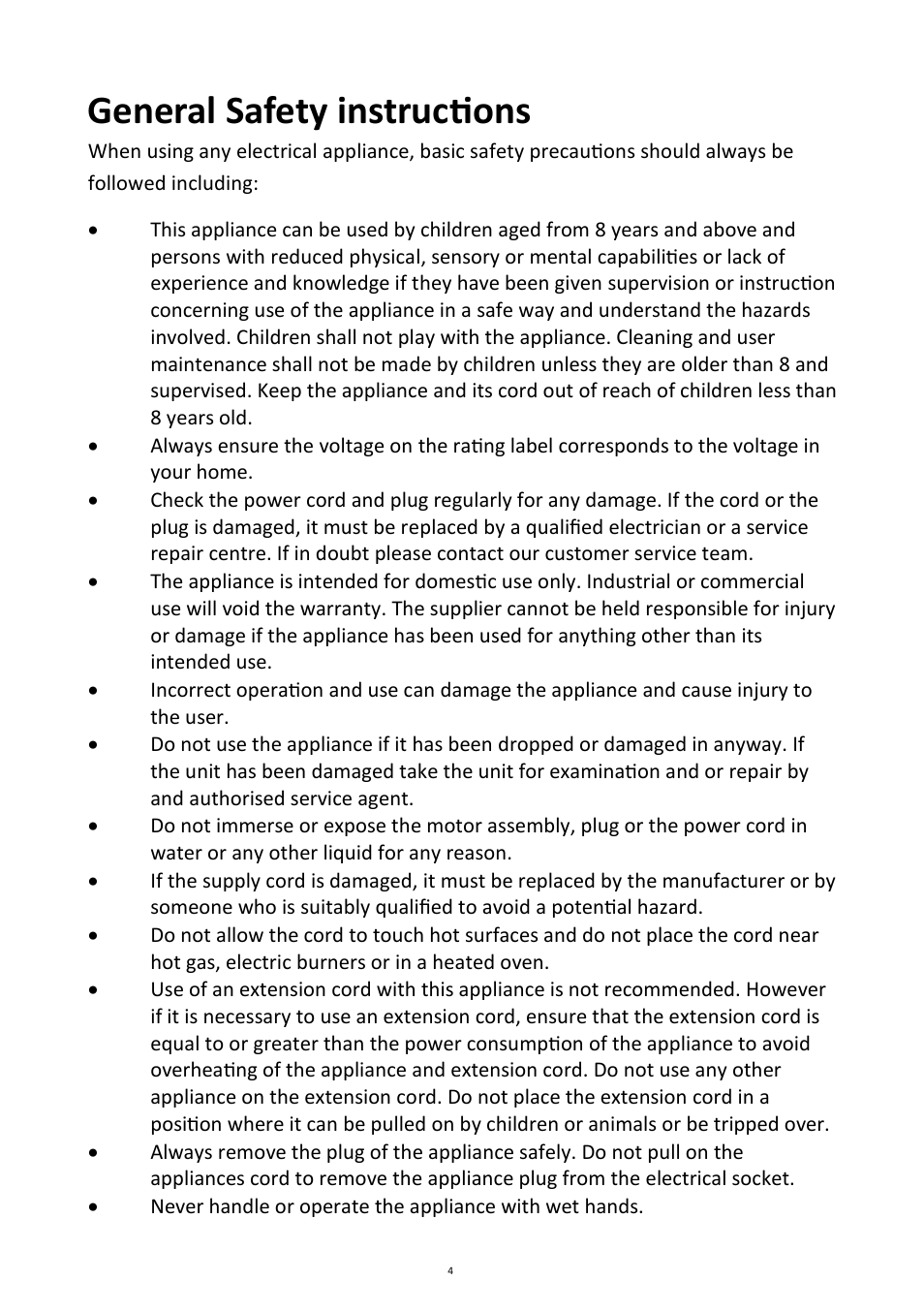 General safety instructions | Andrew James AJ000256 Electric Cultivator/Tiller User Manual | Page 4 / 18