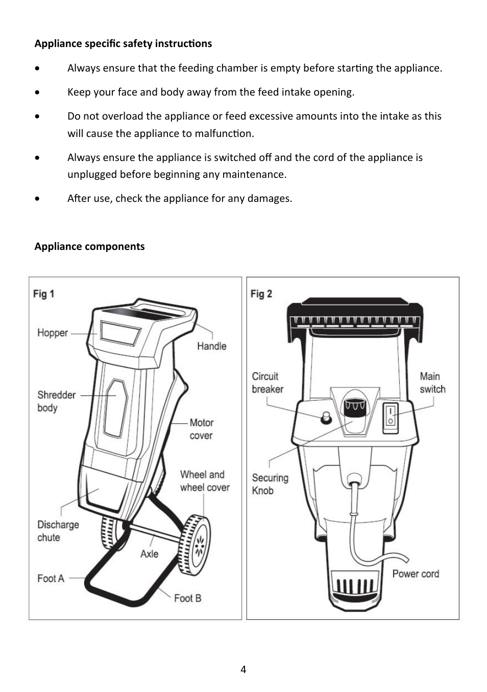 Andrew James AJ000582 Garden Shredder with 45 Litre Collection Bag User Manual | Page 4 / 15