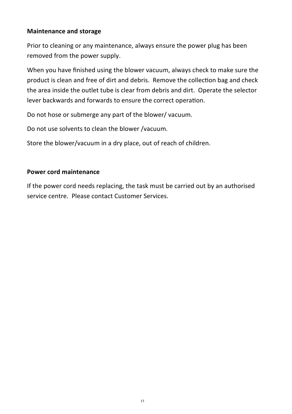 Andrew James AJ000585 Blower Vacuum User Manual | Page 17 / 20