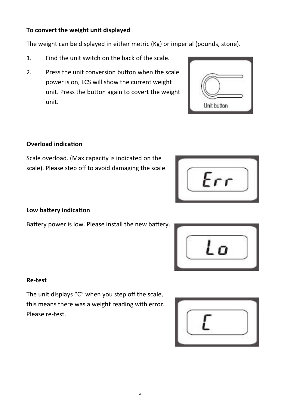 Andrew James AJ000556 Electronic Personal Scales User Manual | Page 4 / 6