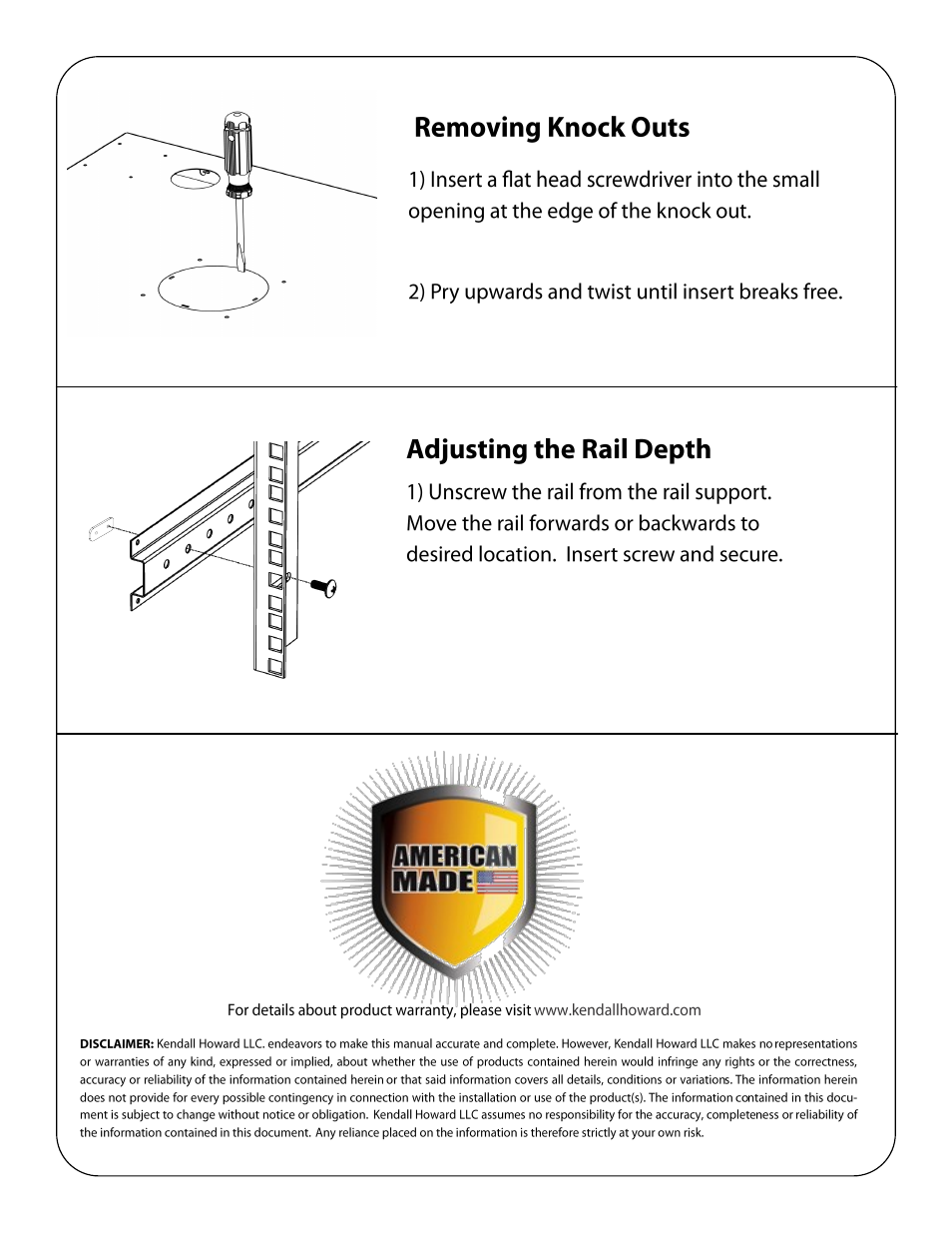 Kendall Howard 313x-3-001-22 22U LINIER Swing-Out Wall Mount Cabinet User Manual | Page 4 / 4