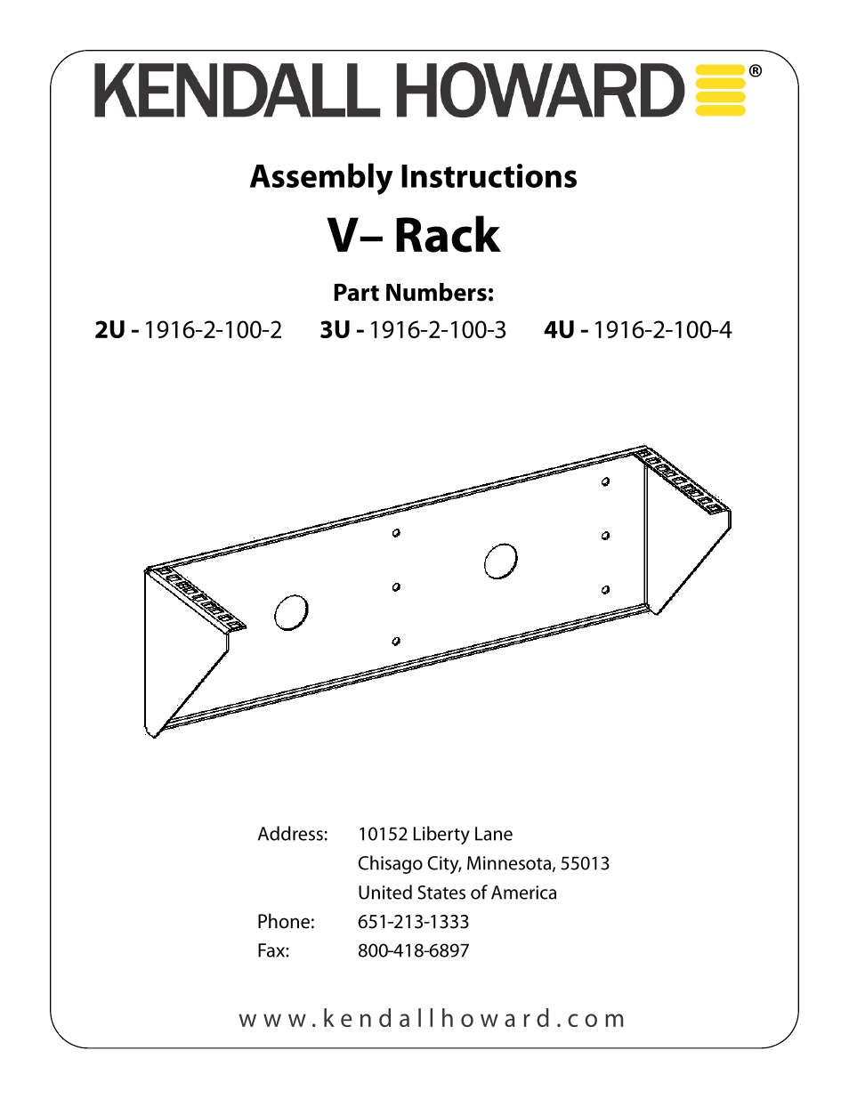 Kendall Howard 1916-2-100-4 4U V-Rack User Manual | 2 pages
