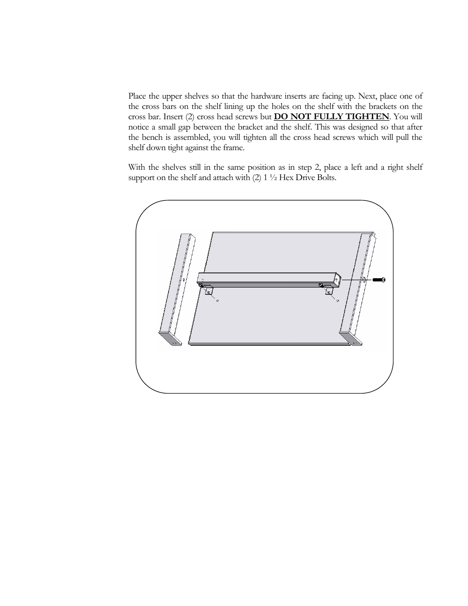 Step 2. assemble the upper shelves | Kendall Howard 5000-3-40x-xx Performance 400 Series LAN Station User Manual | Page 3 / 14