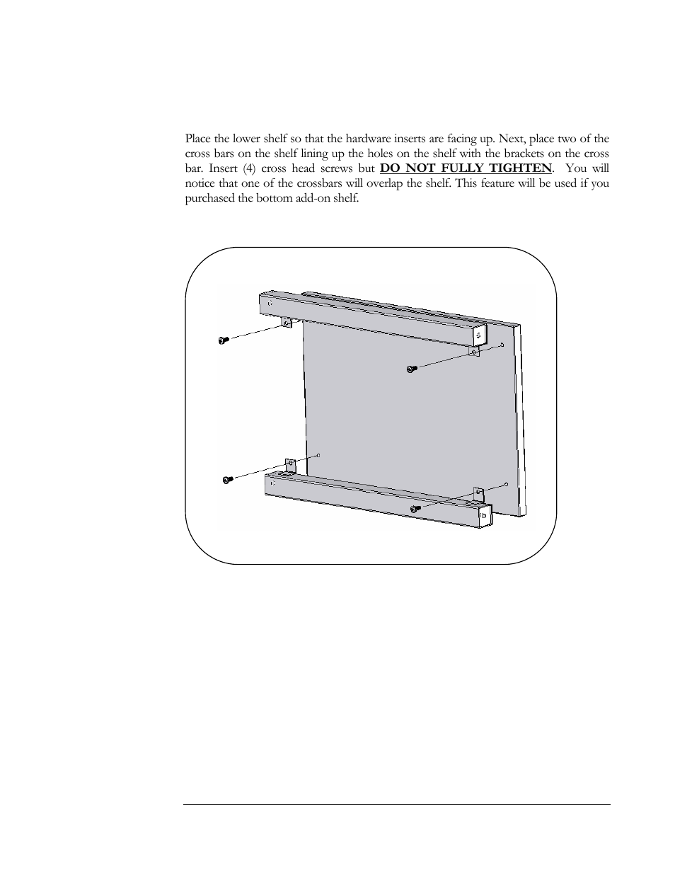 Step 4. assemble the lower shelf | Kendall Howard 5000-3-40x-xx Performance 400 Series LAN Station User Manual | Page 5 / 14