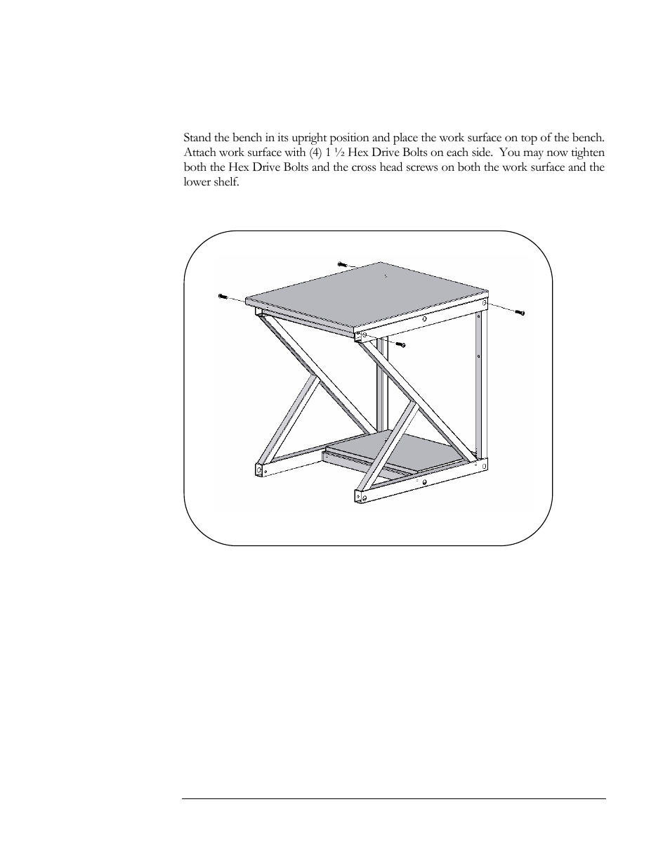 Step 6. attach the work surface | Kendall Howard 5000-3-40x-xx Performance 400 Series LAN Station User Manual | Page 7 / 14