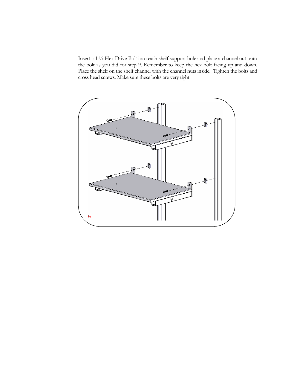 Step 8. attach upper shelves | Kendall Howard 5000-3-40x-xx Performance 400 Series LAN Station User Manual | Page 9 / 14