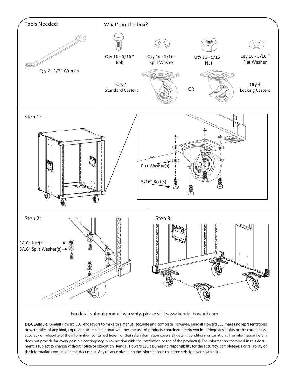 Kendall Howard 001x-2-004-00 Portable Rack Caster Kit User Manual | Page 2 / 2