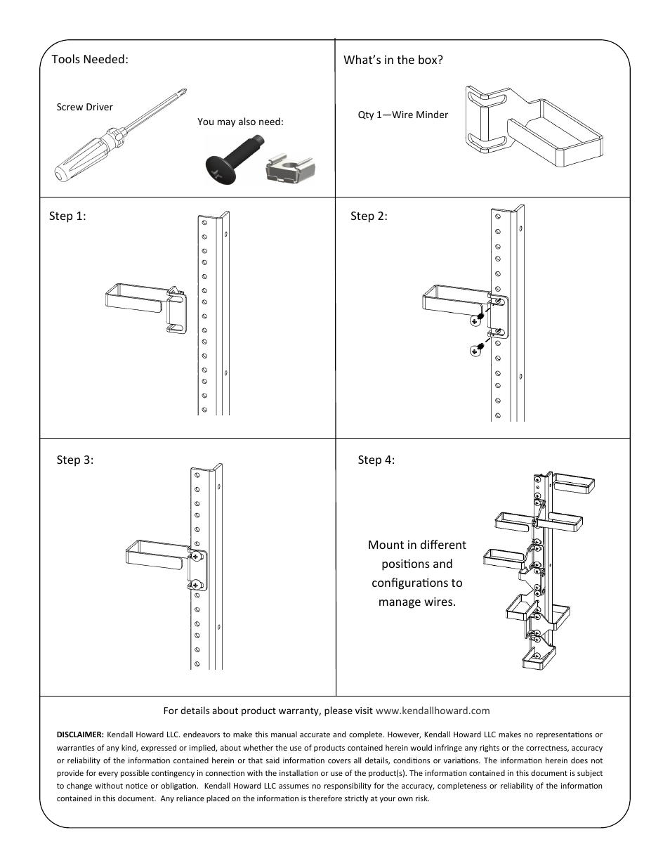 Kendall Howard 0004-1-002-01 Universal Wire Minder User Manual | Page 2 / 2
