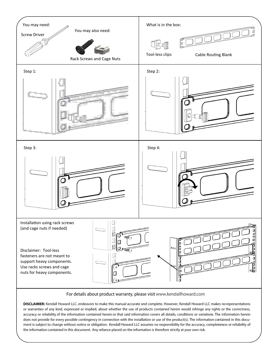 Kendall Howard 1902-1-001-0x Cable Routing Blank User Manual | Page 2 / 2