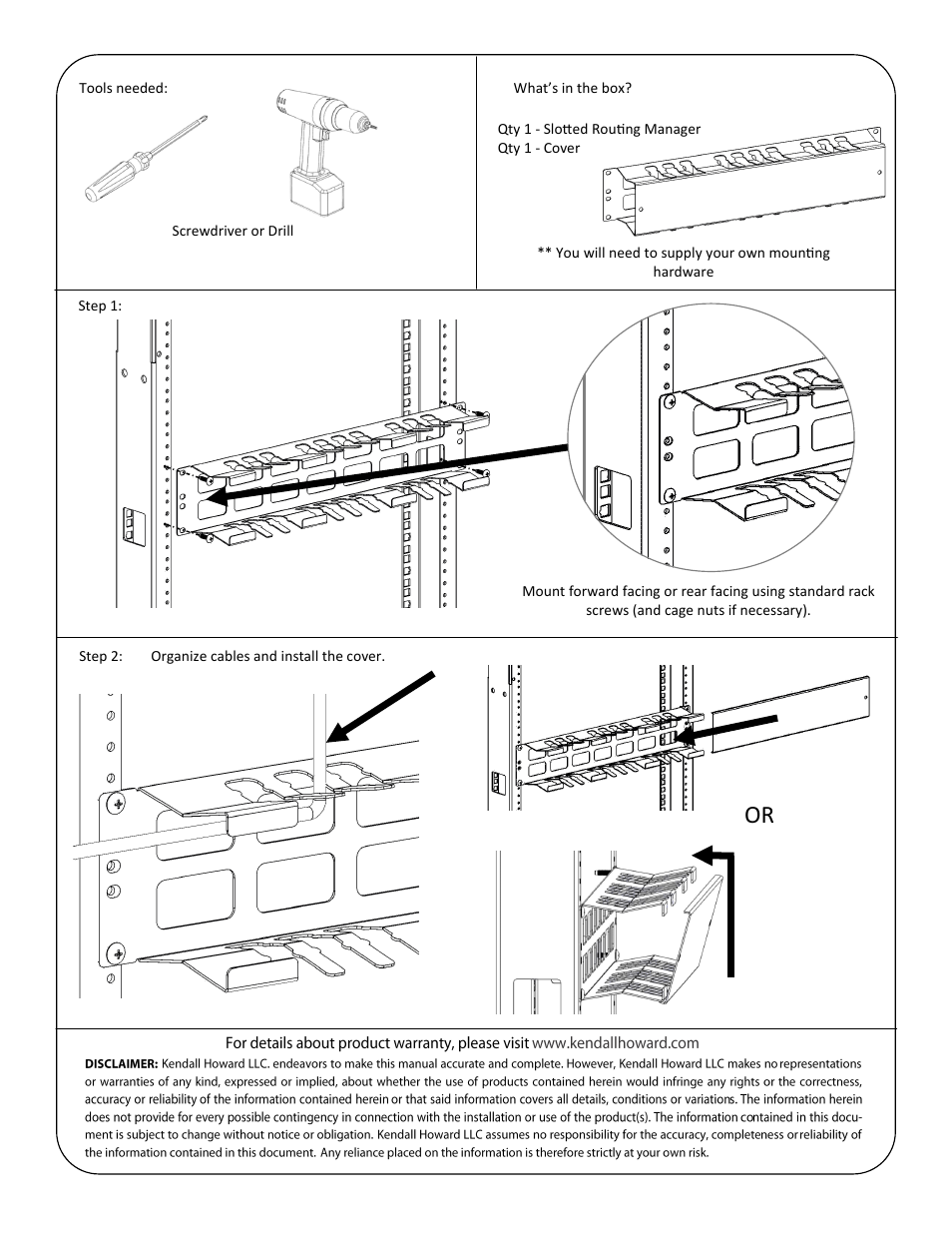 Kendall Howard 1903-3-400-0x Slotted Routing Cable Manager User Manual | Page 2 / 2
