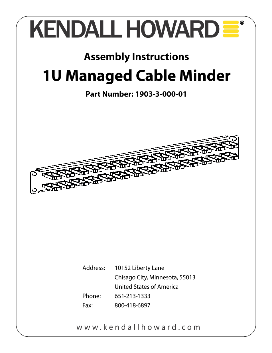 Kendall Howard 1903-3-000-01 Managed Cable Minder User Manual | 2 pages