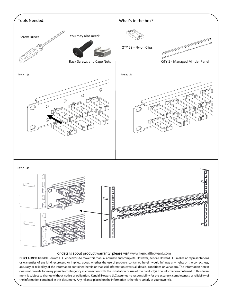 Kendall Howard 1903-3-000-01 Managed Cable Minder User Manual | Page 2 / 2