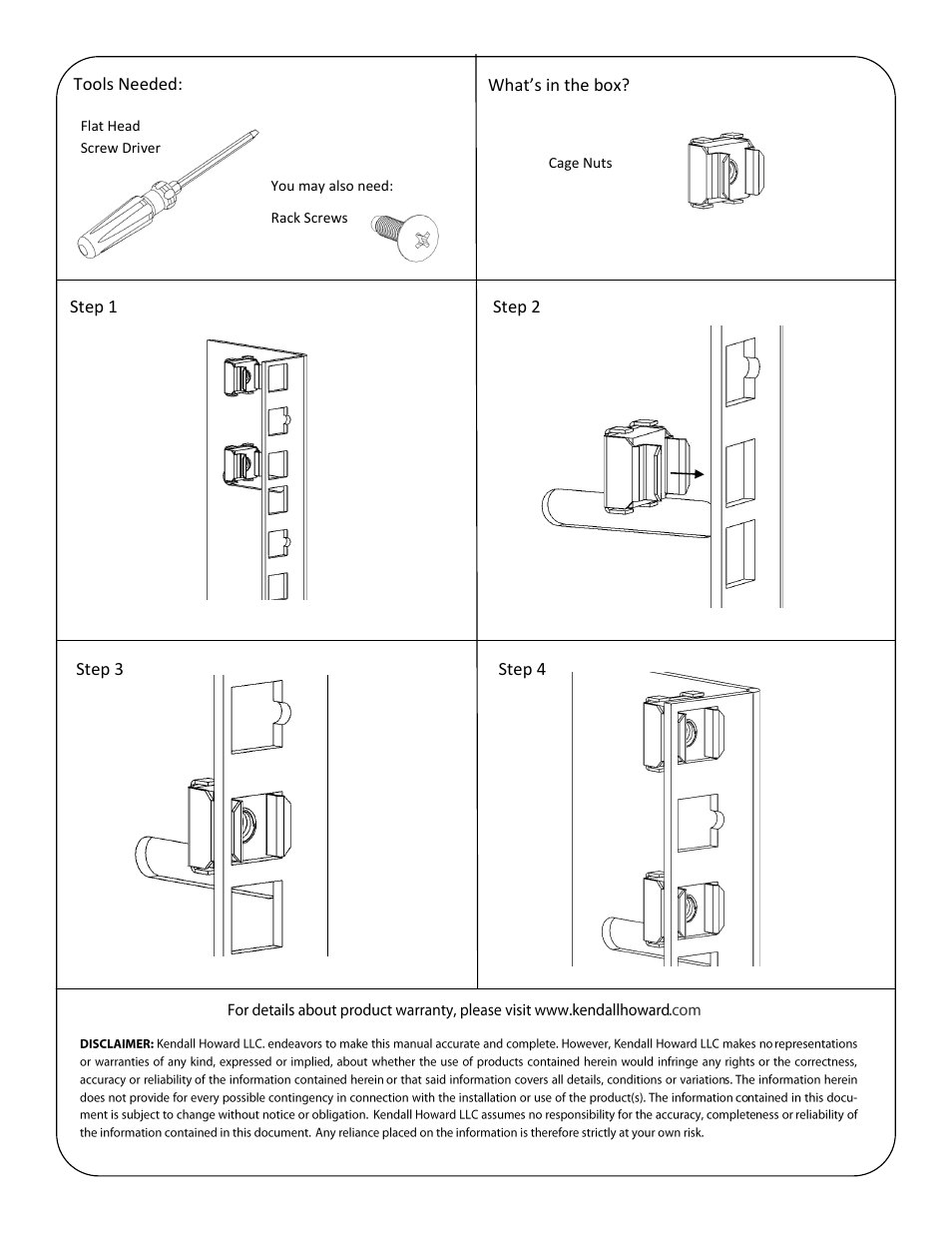 Kendall Howard 0200-1-00x-0x Cage Nuts User Manual | Page 2 / 2